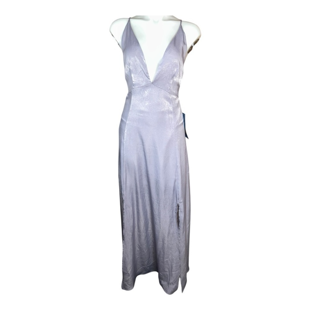 Ark NC by PROMGIRL Waverly Maxi Satin Dress Size Small Lavender Elegant Gown NWT - Picture 2 of 16